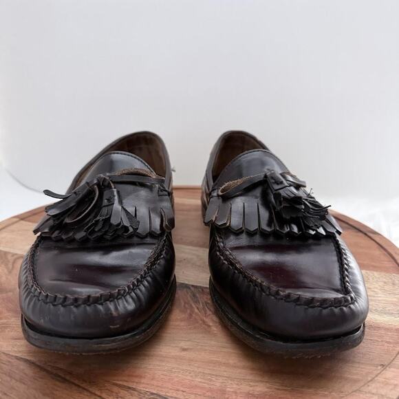 LL Bean Shoes Mens Size 11 D Brown Leather Tassel Loafers Kiltie Moc Toe Dress - Picture 3 of 14